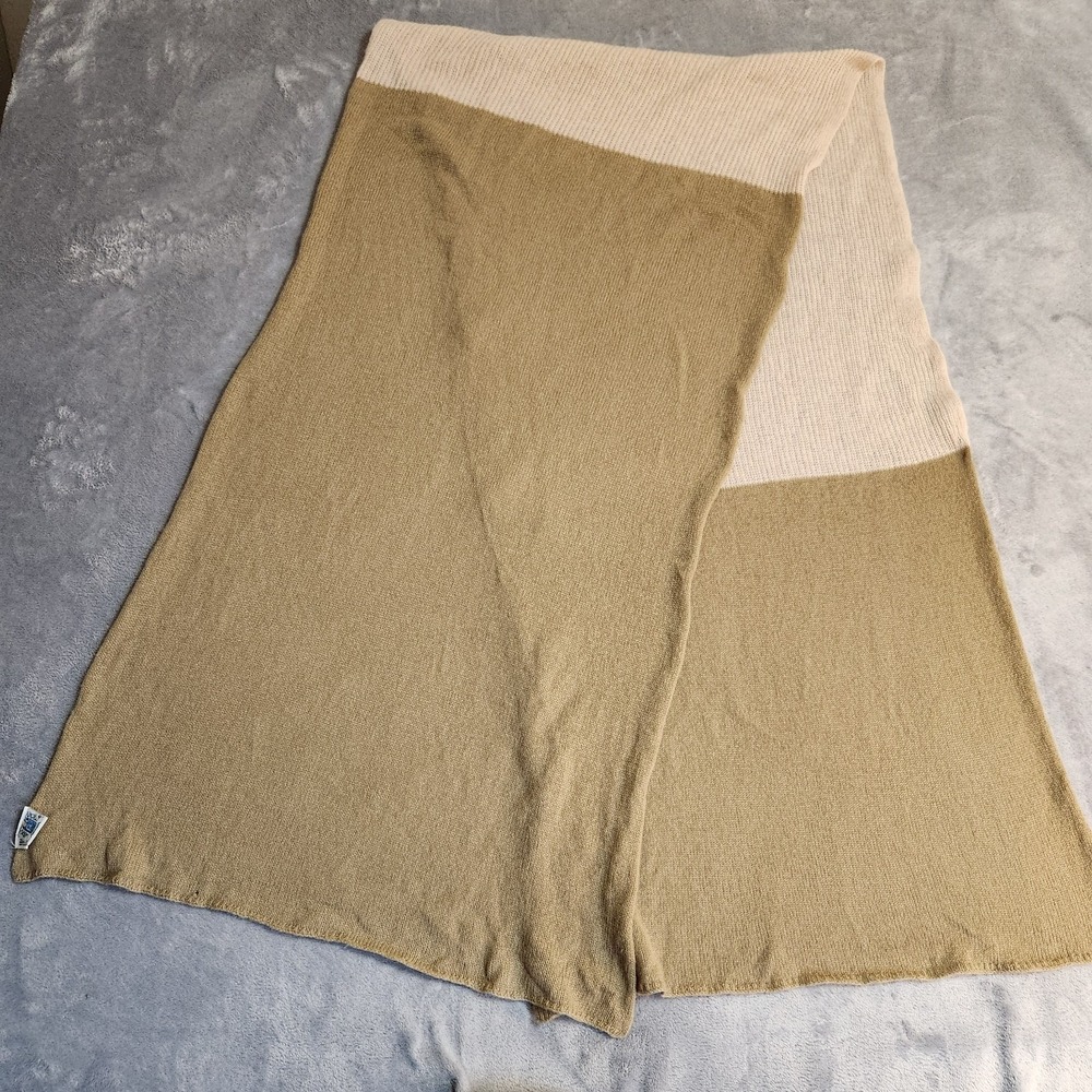 PORTOLANO Scarf 100% Cashmere Tan Beige Soft 90x17 Flaws